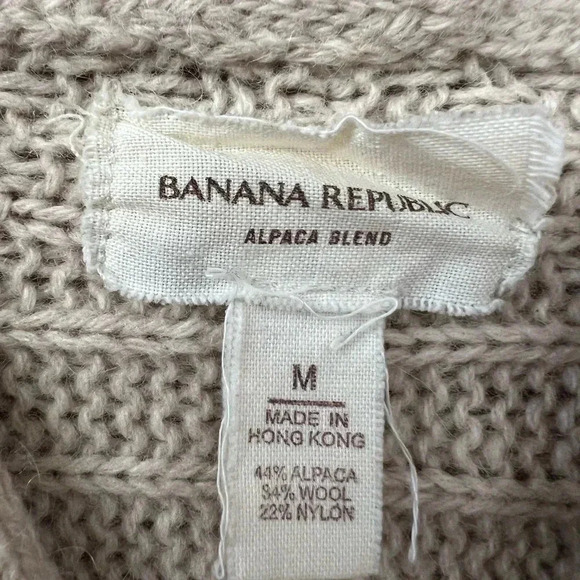 Y2k Banana Republic Alpaca Blend Cable Knit Babydoll Cardigan Sweater Sz M - Picture 5 of 8
